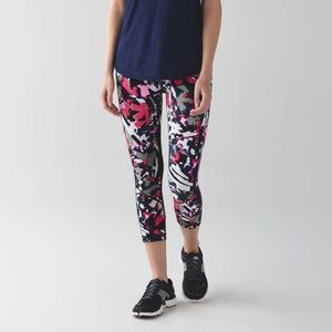 Lululemon Pace Rival Crop Mesh Black and Pink Multi